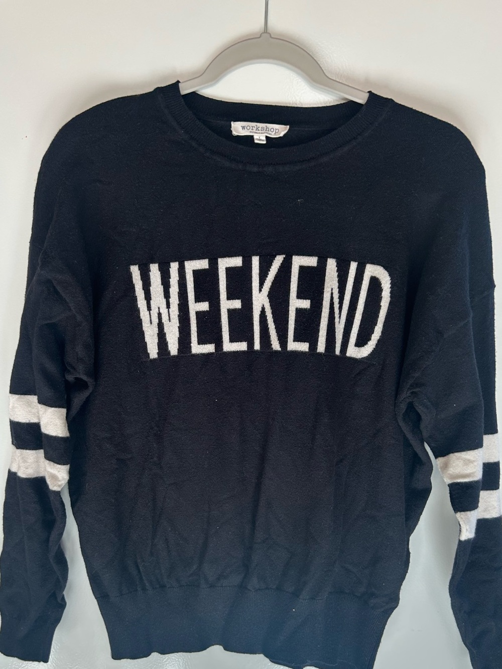 Workshop Republic Clothing Women's Black Knit Weekend Sweater Sz L
